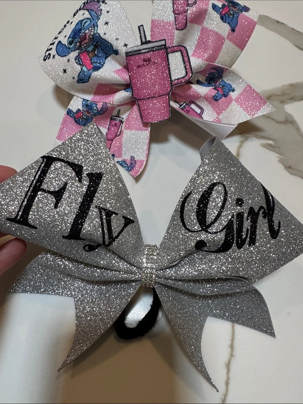 CHEER BOW Set of 2- Fly Girl and Stitch Stanley